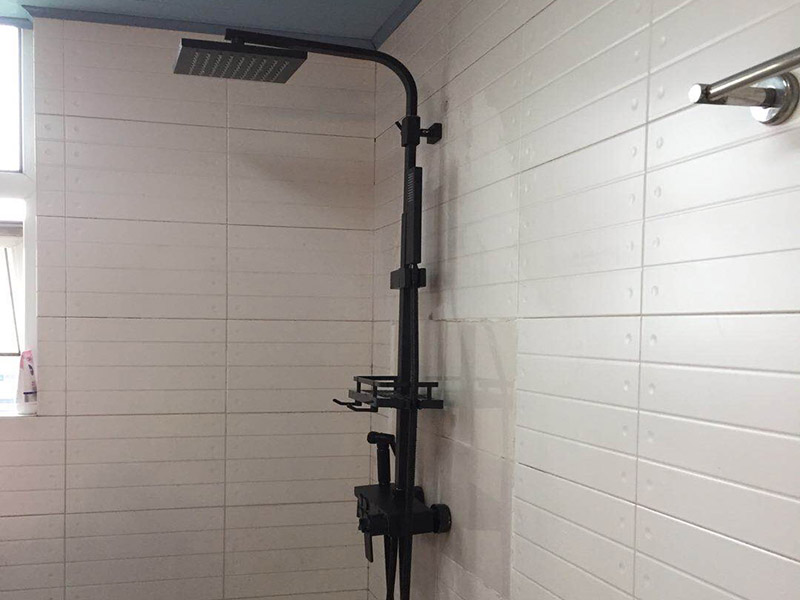 浴室花灑安裝：取出彎頭，細(xì)的那端纏上生料帶(10圈以上)，彎頭安裝到位后，安裝彎頭裝飾蓋，旋轉(zhuǎn)到位。取出閥門，切記要在進(jìn)水孔內(nèi)分別安裝防漏橡膠墊片。測試花灑閥門是否安裝正確。安裝連接桿(記得先把手持噴頭架安裝至連接桿上)。安裝連桿固定架。