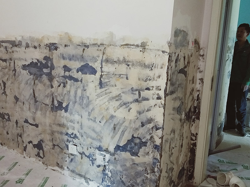 墻面刷墻固漆：首先就是要對墻面進(jìn)行固封，固封是很重要的一個環(huán)節(jié)，主要包括兩個方面：一是對墻面開裂處或者有孔洞的地方進(jìn)行填補(bǔ)，填補(bǔ)物主要是石膏，二是對墻面基層進(jìn)行鞏固，這需要使用固化劑。在完成固封、防水之后首先就要進(jìn)行厚找平層處理，一般都是先批刮膩?zhàn)右槐?，一定要注意厚度要適中，既不能太厚也不能太薄，要按照它的標(biāo)準(zhǔn)來，一般要求是不超過5毫米。接著再進(jìn)行精找平層處理，這時候一遍就不夠了，一般膩?zhàn)右?-3遍，太厚也無益。批刮完之后還需要用砂紙進(jìn)行打磨。盡可能地使墻面看上去更平整光滑。