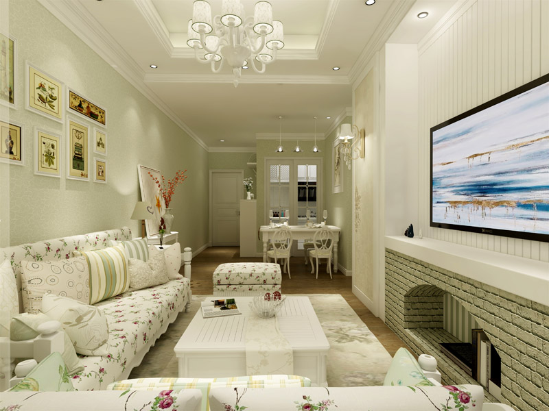 田園風(fēng)格,兩室兩廳,二居室,室內(nèi)裝修設(shè)計效果圖-益修快裝設(shè)計案例