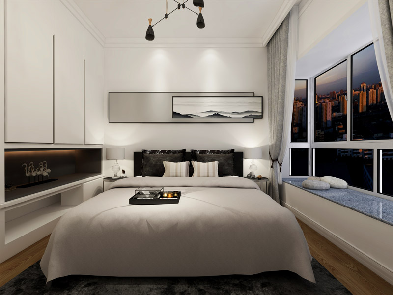 現(xiàn)代風格,三室兩廳,三居室,室內(nèi)裝修設(shè)計效果圖-益修快裝設(shè)計案例