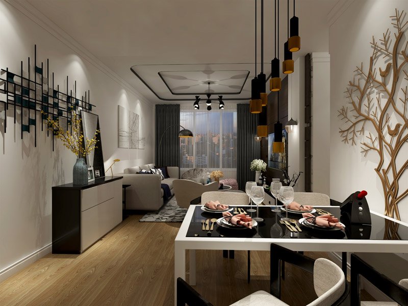 現(xiàn)代風格,三室兩廳,三居室,室內(nèi)裝修設(shè)計效果圖-益修快裝設(shè)計案例