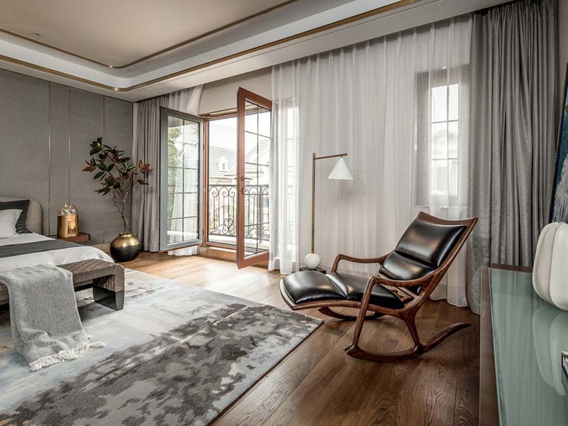 廊坊市霸州市臥房帶陽臺裝修設計圖